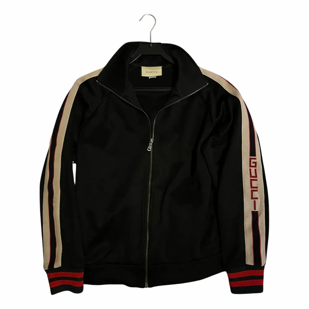 Gucci Technical Jersey Zip-up Jacket with Web Stripe