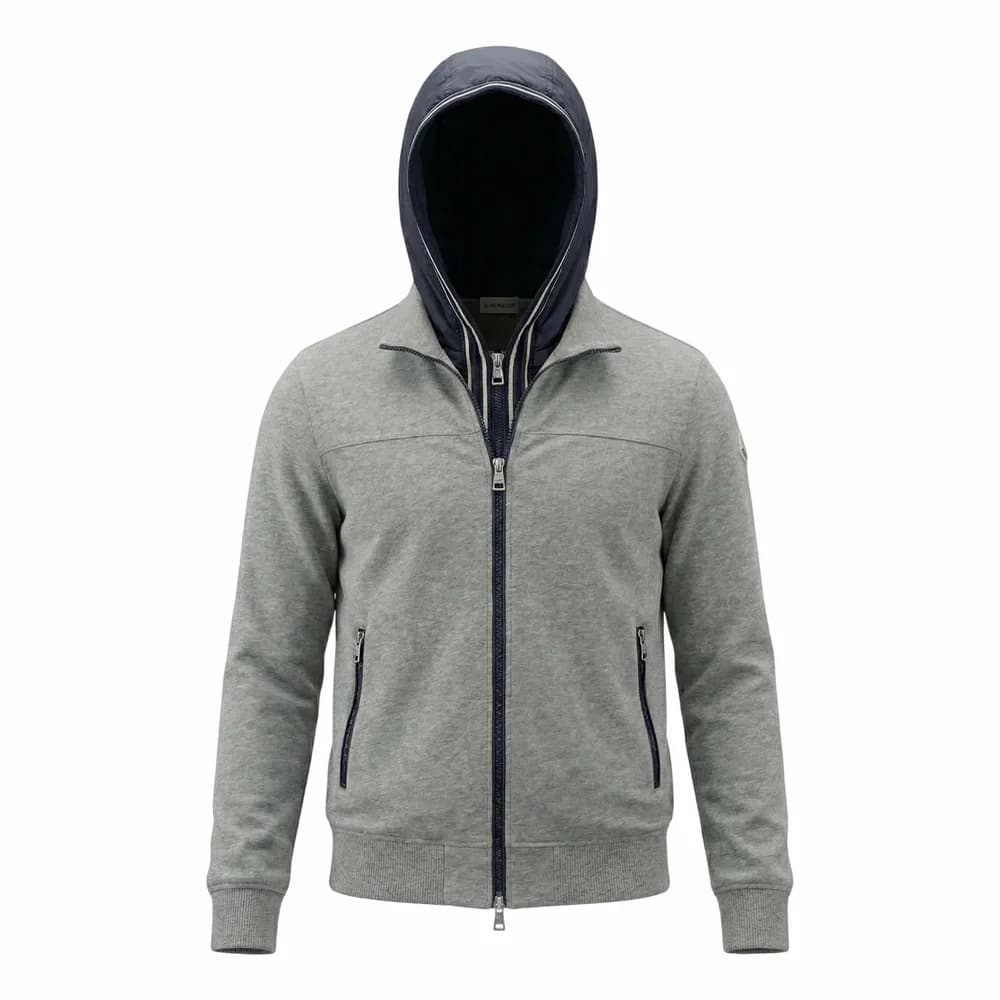 MONCLER Knitted Wool Zip-Up Hoodie Cardigan