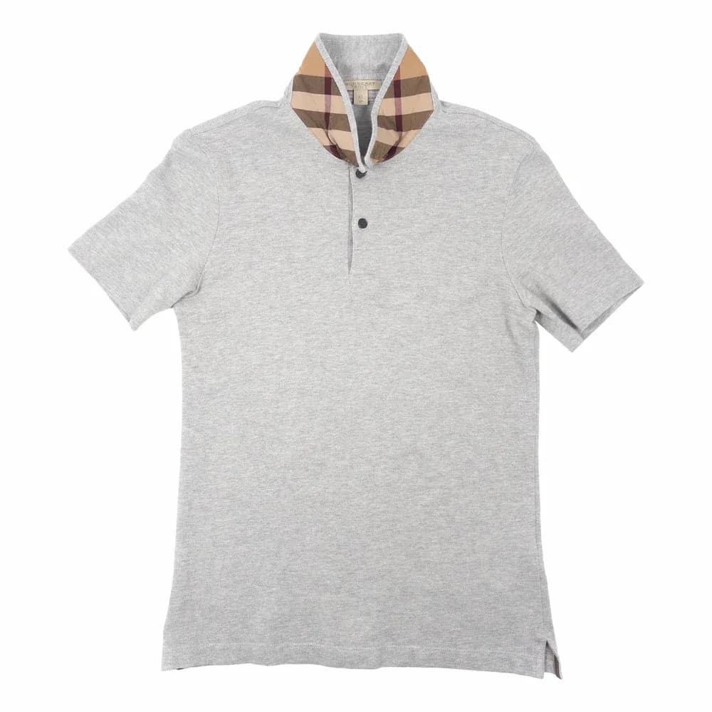 BURBERRY Check Collar Cotton Polo Shirt
