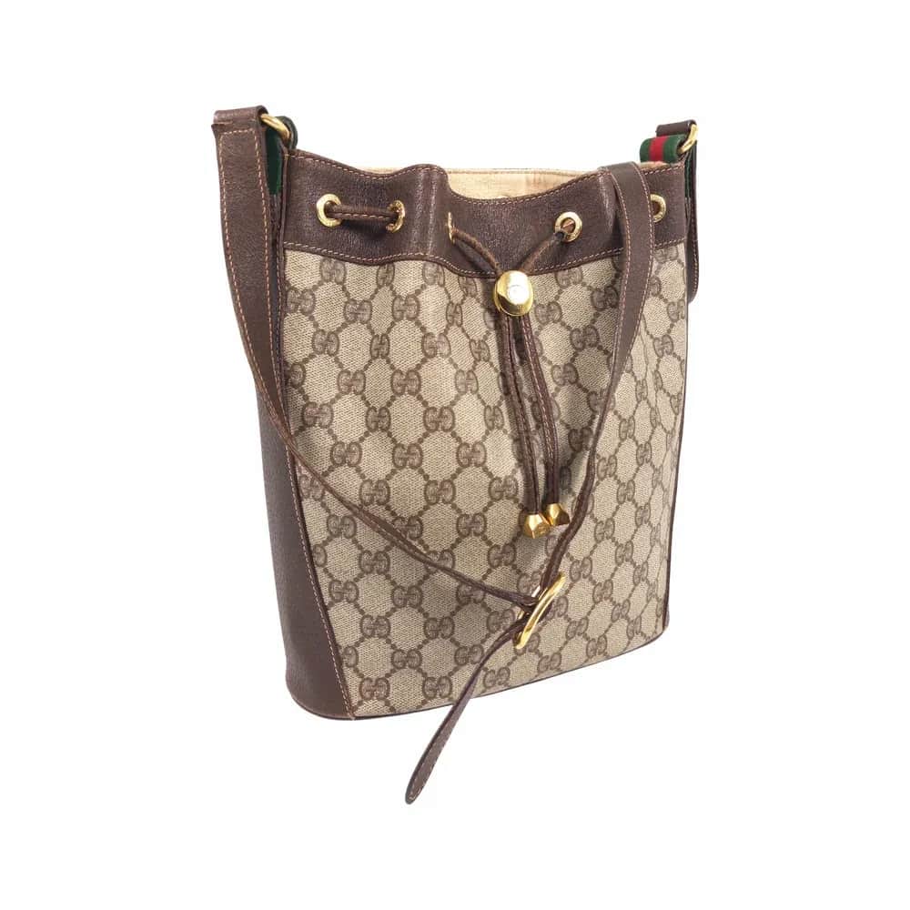 Gucci GG Supreme Sherry Line Drawstring Bucket Bag