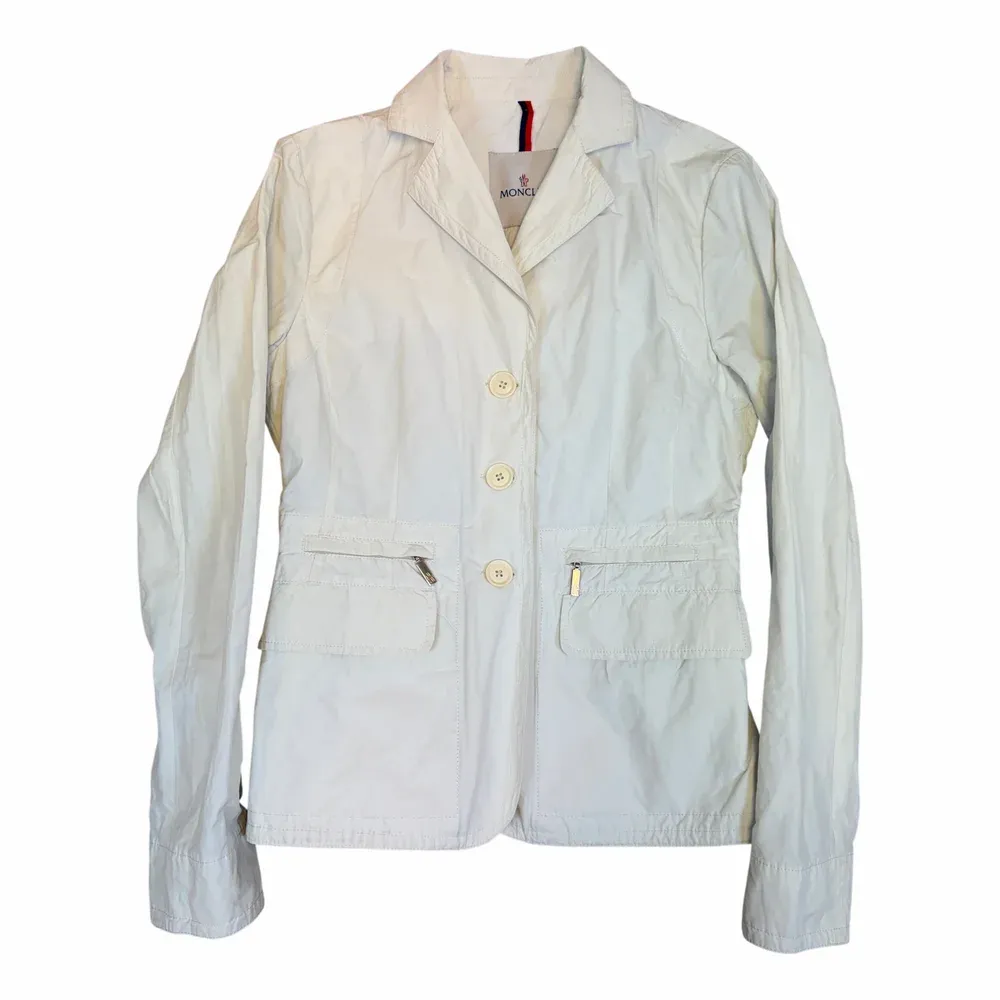 MONCLER White Cotton Zip Blazer Jacket
