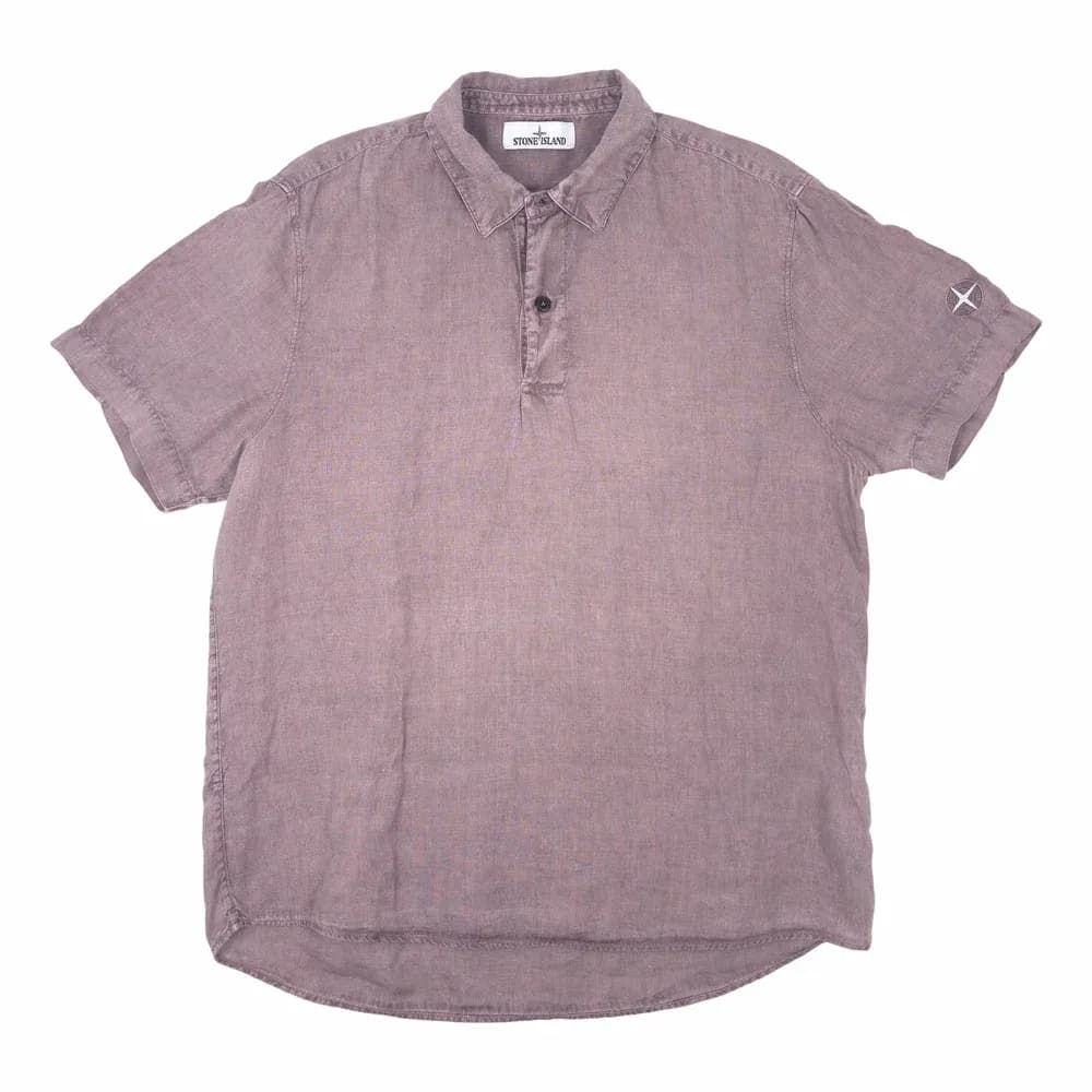 STONE ISLAND Slimline Short Sleeve Resort Linen Shirt