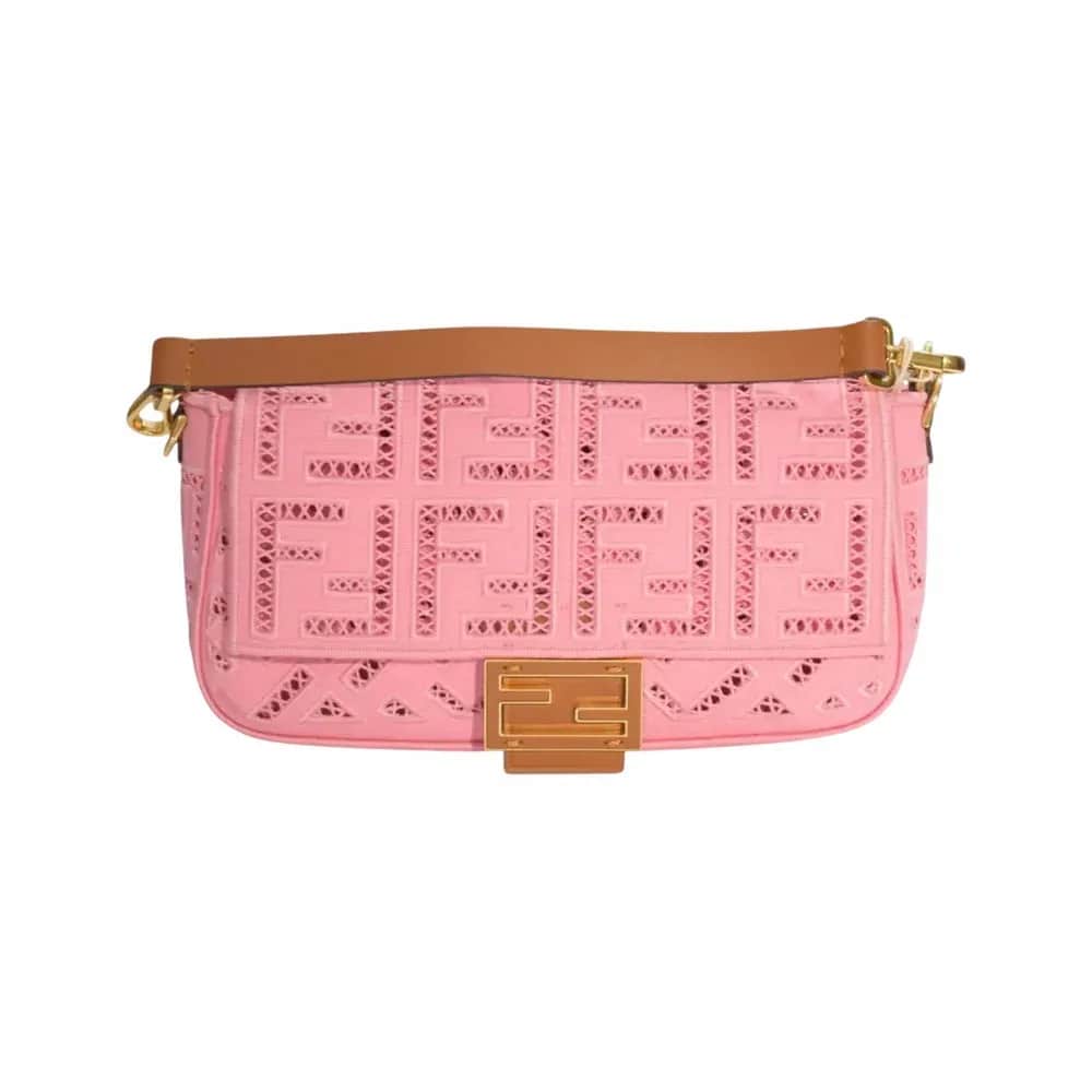Fendi Baguette FF Openwork Embroidered Canvas