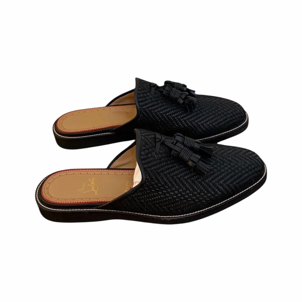 CHRISTIAN LOUBOUTIN Braided Tassel Slide Sandals