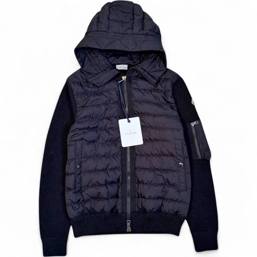 MONCLER Tricot Hooded Down Cardigan