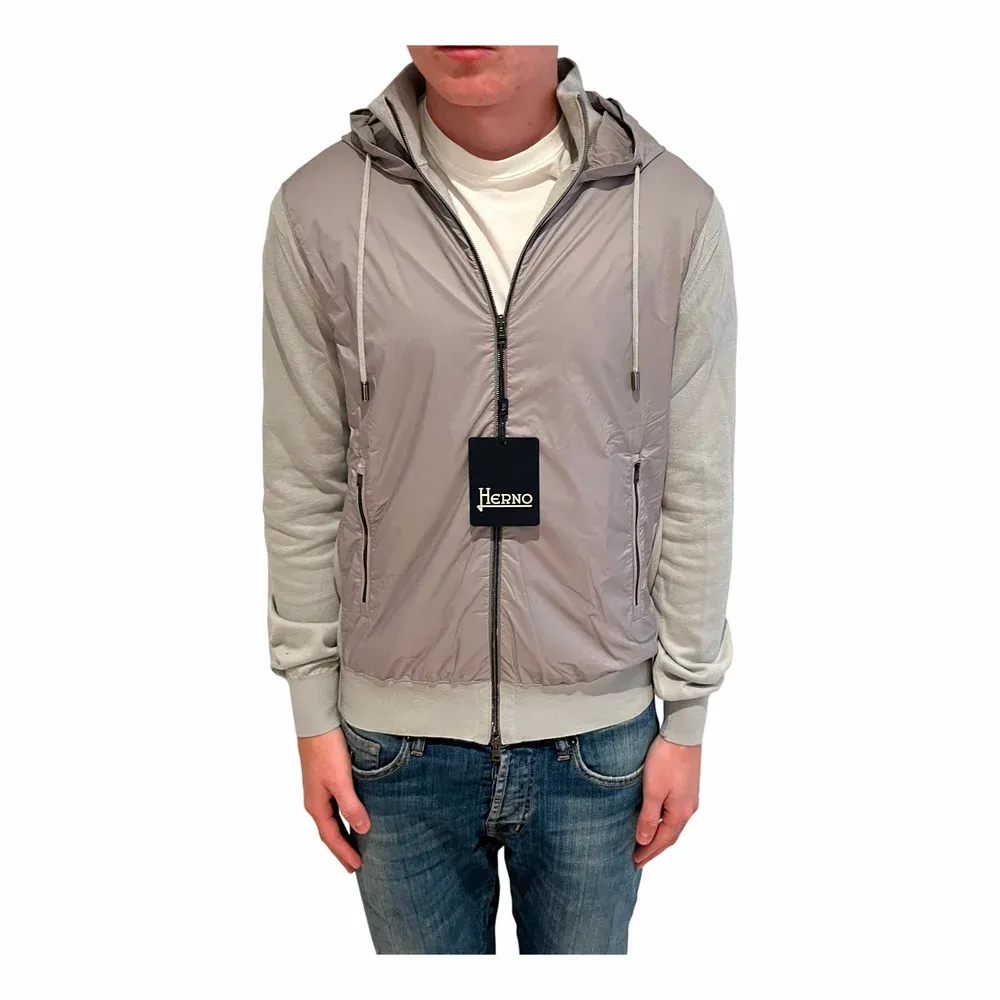 HERNO Knit & Nylon Hybrid Full Zip Jacket