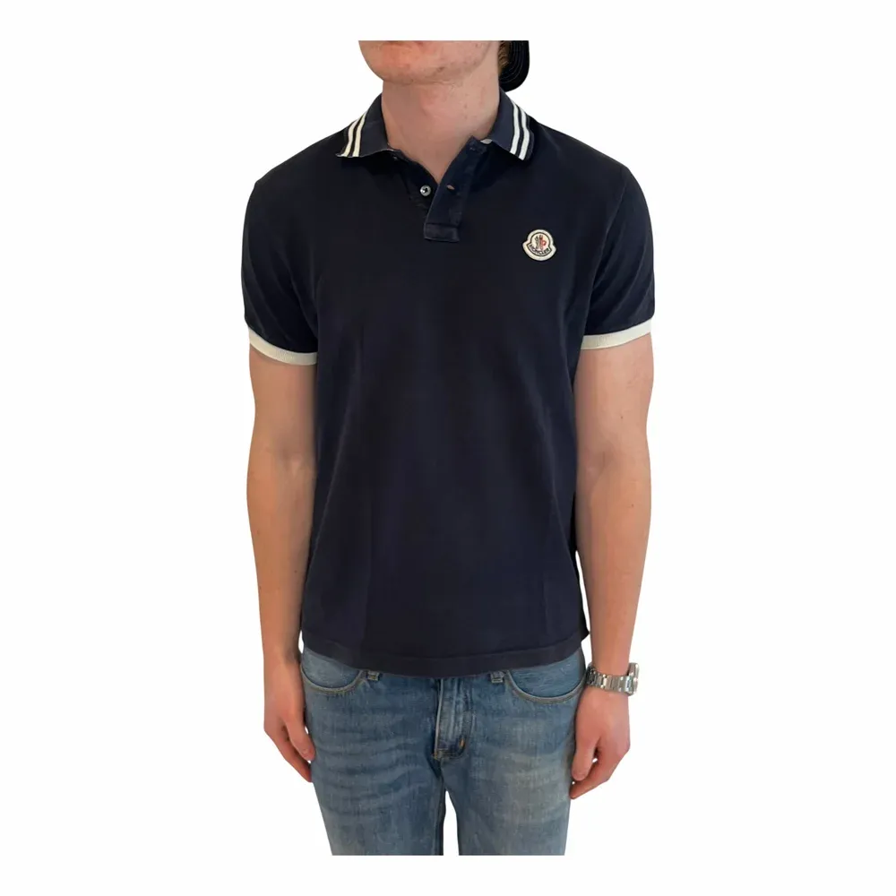 MONCLER Contrast Rib Logo Polo Shirt
