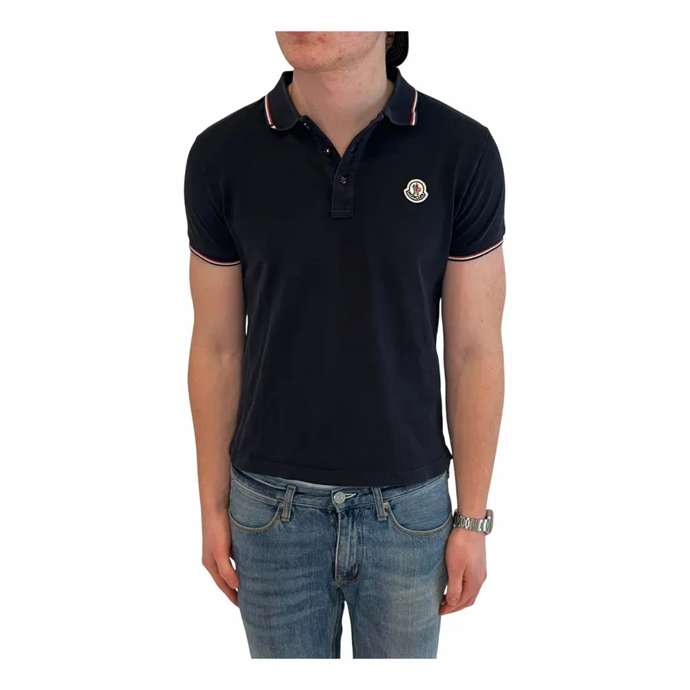 MONCLER Contrast Rib Tricolour-Trimmed Polo Shirt