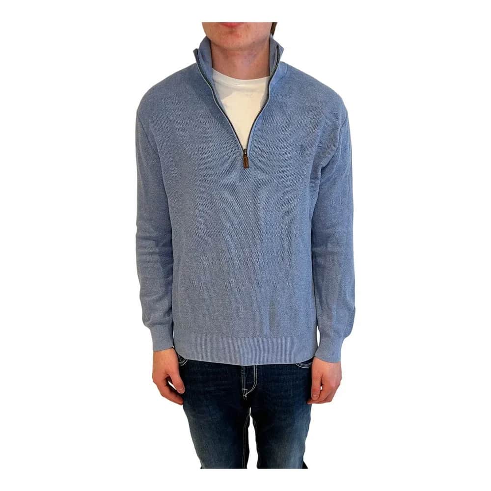 JACOB COHEN Textured Mesh Knit Cotton Quarter-Zip Sweater